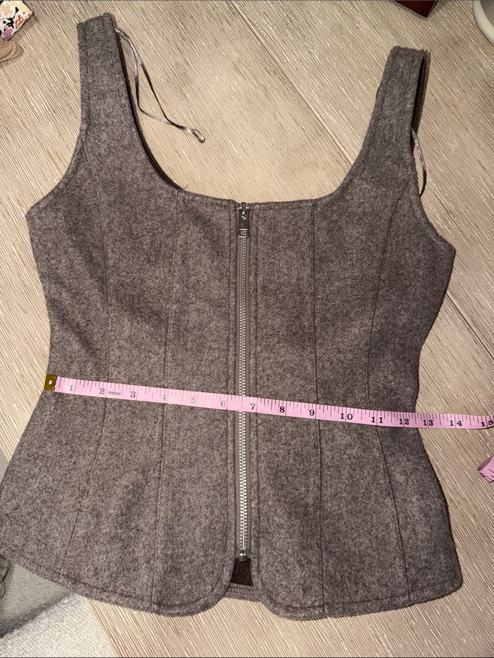 Zara brown Zip-Front Tank Top vest S - Picture 5 of 7